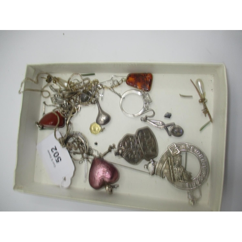 502 - Silver Jewellery, Rings, Earrings, Pendants, ARP Badge etc