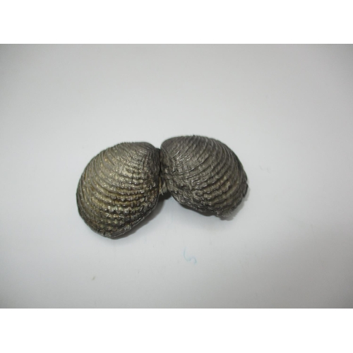 504 - Heavy Novelty Silver Clam Shell Pill Box