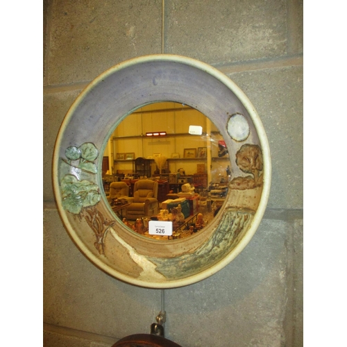 526 - Pottery Frame Mirror, 34cm