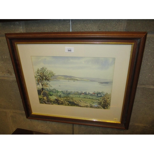 545 - D. Rankin, Watercolour, Tail O' The Bank Dunoon, From Above Golf Course, 27x38cm