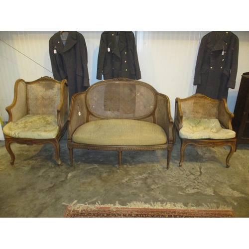 563 - French Design Bergere Settee and 2 Chairs, many faults