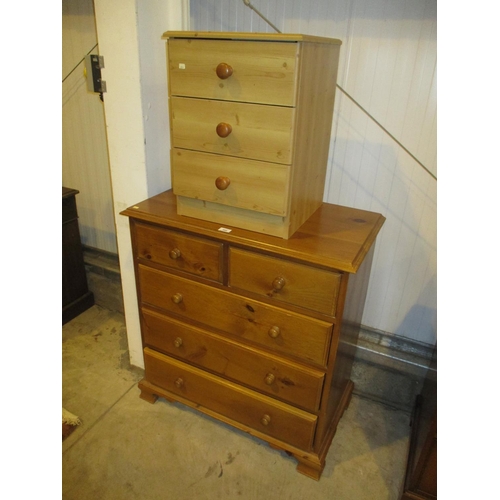 566 - Modern Pine Chest of Drawers and Bedside Chest