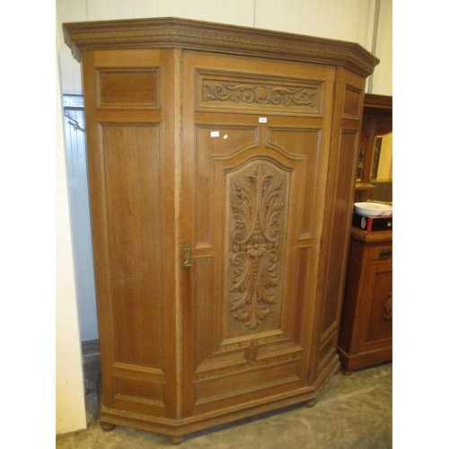 571 - Late Victorian Carved Oak Wardrobe, 155cm W, 55cm D, 201cm H