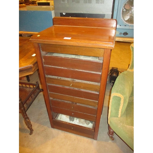 594 - Mahogany Collectors Chest Containing Stones, Rocks etc, 49cm W, 34cm D, 89cm H