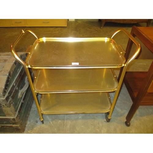 645 - Vintage Gilt Metal Cocktail/Gin Trolley