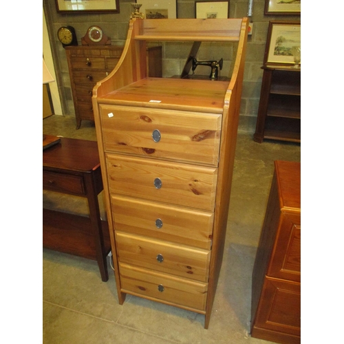 648 - Tall Pine Chest of 5 Drawers, 48cm W, 47cm D, 136cm H