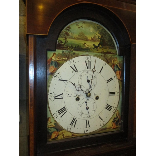 674 - David Peatt, Crieff, Inlaid Mahogany 8 Day Longcase Clock with Pendulum and 2 Weights