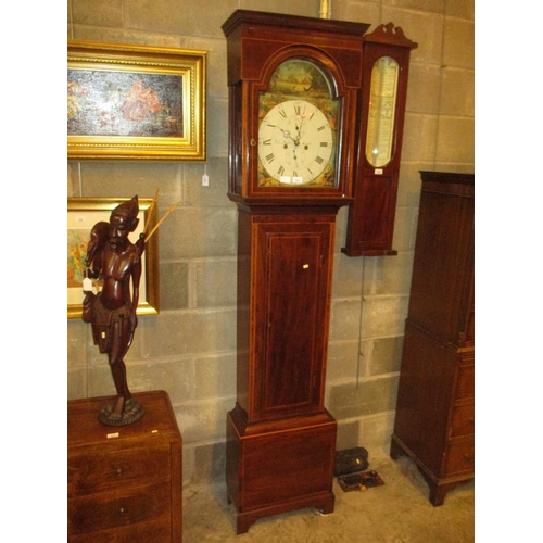 674 - David Peatt, Crieff, Inlaid Mahogany 8 Day Longcase Clock with Pendulum and 2 Weights