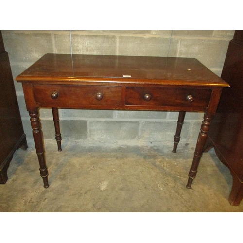 676 - Victorian Mahogany 2 Drawer Side Table, 107cm W, 50cm D, 79cm H