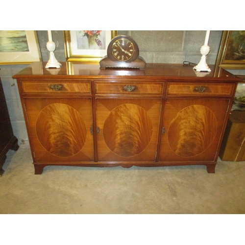 679 - Reproduction Inlaid Mahogany Sideboard, 154cm W, 42cm D, 84cm H