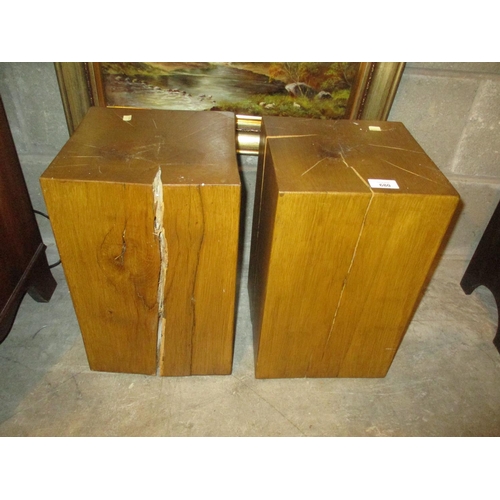 680 - Pair of Solid Wood Block Plant Stands, 24x24cm, 40cm H