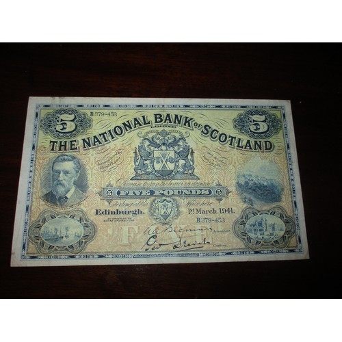 476 - National Bank of Scotland £5 Note Edinburgh 1st March 1941 B379-453