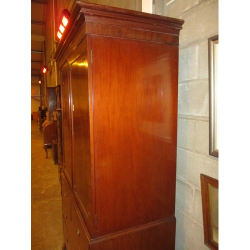 677 - 19th Century Inlaid Mahogany Gentlemans Wardrobe the Upper Section Containing 5 Sliding Trays, Raise... 