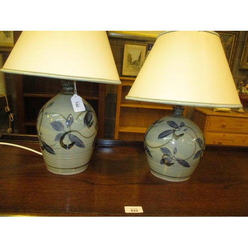 132 - Two St. Andrews Pottery Table Lamps with Shades