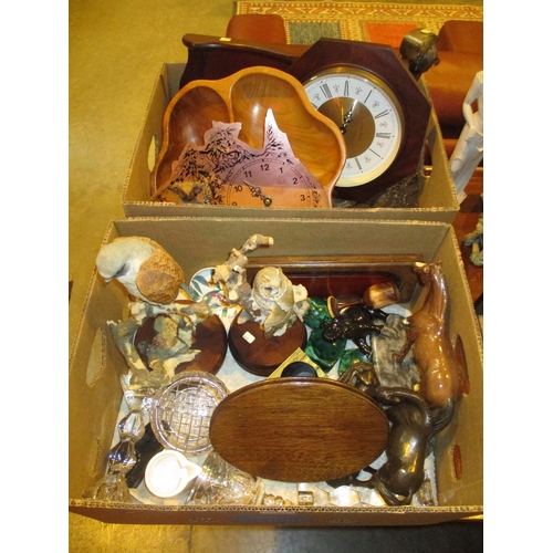 135 - Two Boxes with Wall Clock, Ornaments etc