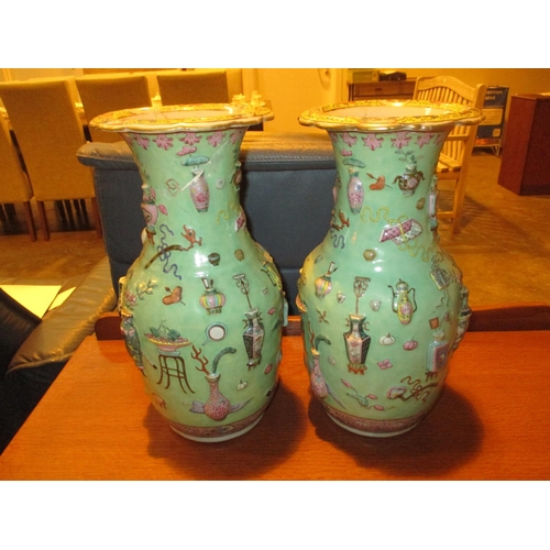 158 - Pair of Chinese Porcelain Vases, 36cm h, both faulty