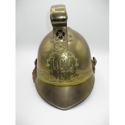 267 - Reproduction Brass Firemans Helmet with LCC LFB Logo