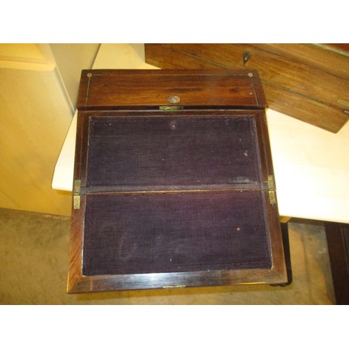 254 - 19th Century Brass Bound Writing Box and a Rosewood Writing Slope