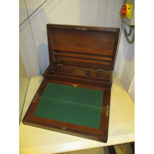 254 - 19th Century Brass Bound Writing Box and a Rosewood Writing Slope