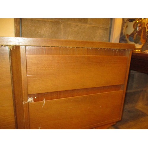 565 - Mid 20th Century Teak Sideboard, 151x40cm, 76cm h, some faults