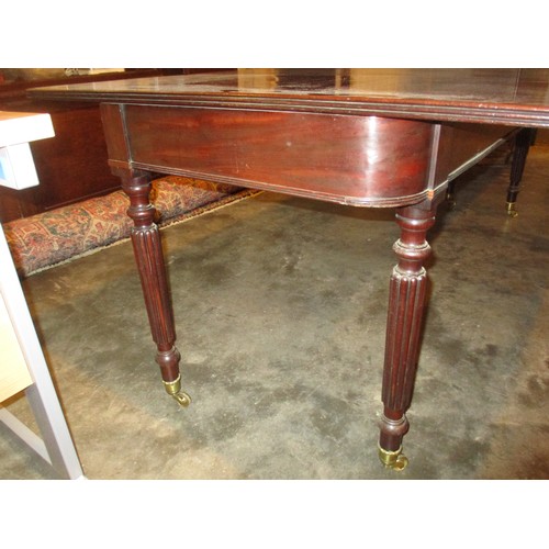 438 - Regency Mahogany Metamorphic Extending Dining Table on 6 Turned and Reeded Legs with 3 Leaves, 301cm... 