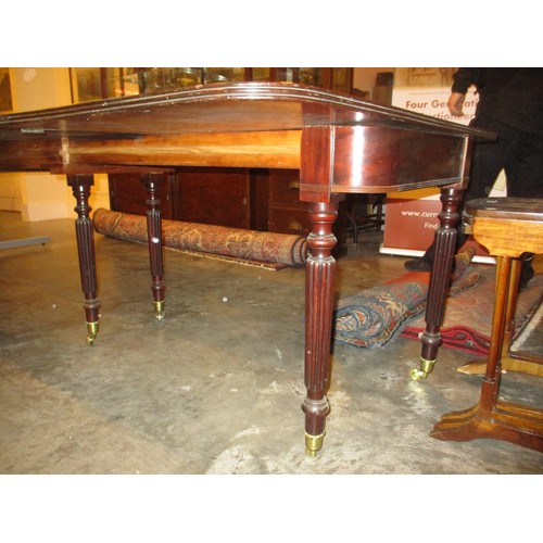 438 - Regency Mahogany Metamorphic Extending Dining Table on 6 Turned and Reeded Legs with 3 Leaves, 301cm... 