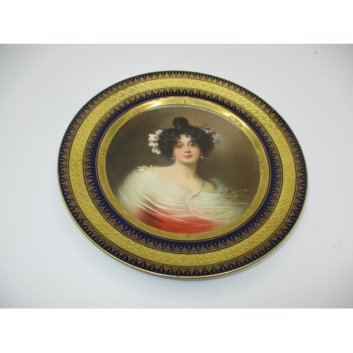 19th Century Vienna Porcelain Cabinet Plate Painted with a Portrait of Graziella by H. Weigel, 24.5cm