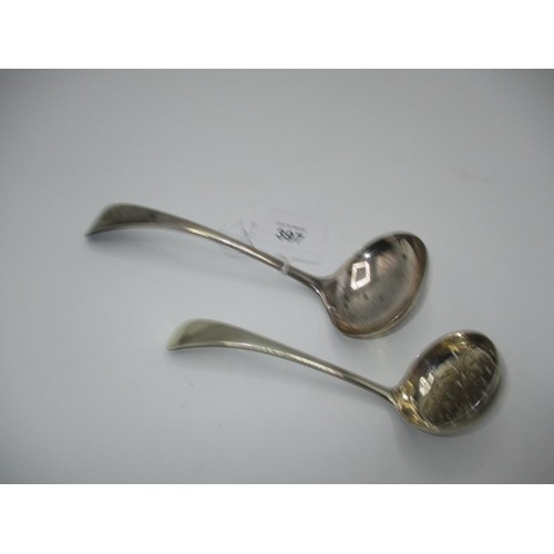 397 - Victorian Silver Sifting Ladle, London 1889, and a Silver Sauce Ladle, Sheffield 1899, 112g total
