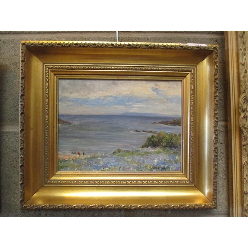 Kate Wylie, (Scottish 1877-1941), Oil on Board, Coastal Scene with Figures, 20x28cm