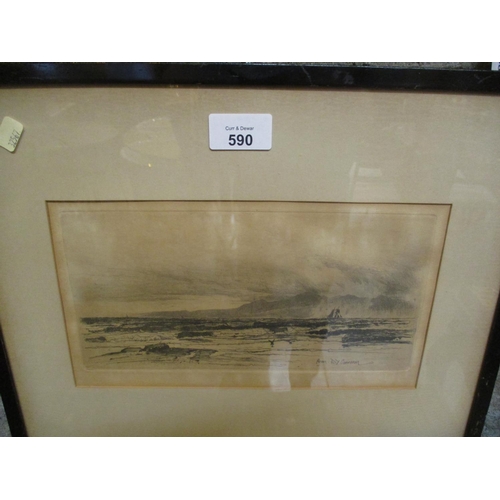 590 - David Young Cameron, (1865-1945), Etching of Arran
