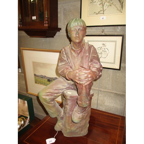 Walter Awlson Raku Fired Pottery Figure of Dutch Boy I, 40/75, 60cm h
