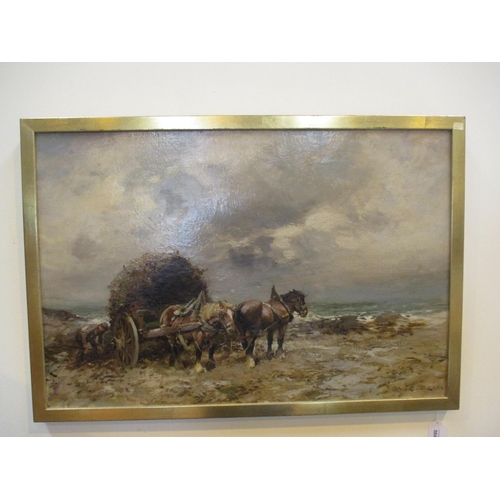 584 - William Bradley Lamond, (Scottish 1857-1914), Oil on Canvas, Gathering Seaweed, 50x75cm