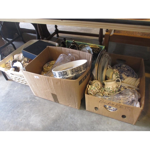 327 - Four Boxes of Ceramics, Glass etc