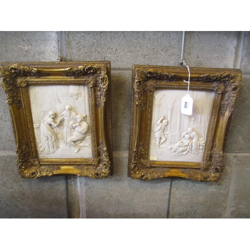 606 - Two Gilt Framed Plaques, 31x26cm