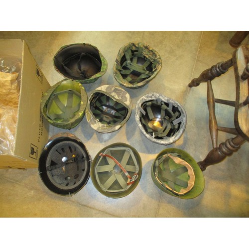 331 - Four Boxes of Military Helmets and Covers etc