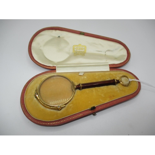 532 - Cartier Lorgnettes in a Fitted Case, Signed Cartier London and S3168 to the bridge, French Gold eagl...