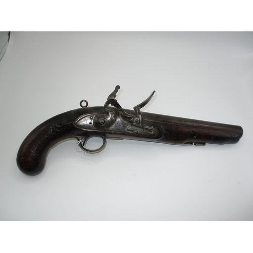 554 - Antique Flintlock Pistol The Lock Plate Stamped with a Crown over GR and Tower, The Finger Guard Sta...