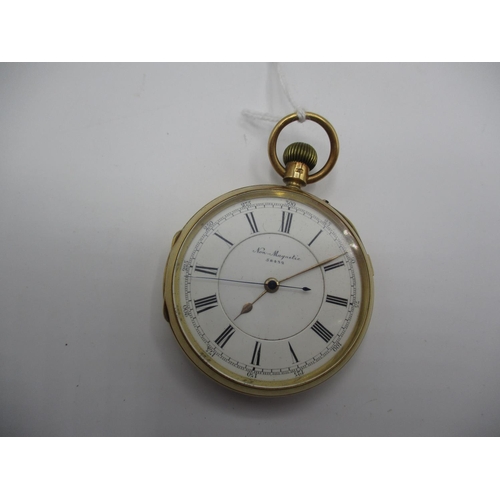 364 - 18ct Gold Open Face Pocket Watch, the Dial Stamped Non-Magnetic 58432, 120.2g total, presentation en...