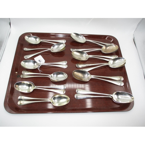 481 - Two Sets of 12 Walker & Hall Silver Rat Tail Spoons, Sheffield 1900, 1576g total