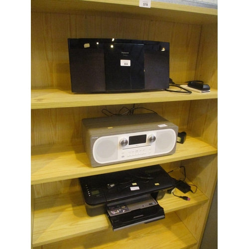 Panasonic and Pure Music Systems with Remotes and an HP Printer