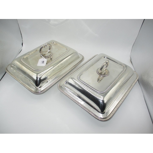 Pair of George III Silver Entrée Dishes, Hallmarks Rubbed, Probably London 1809, Maker I F I S , 3488g excluding handles