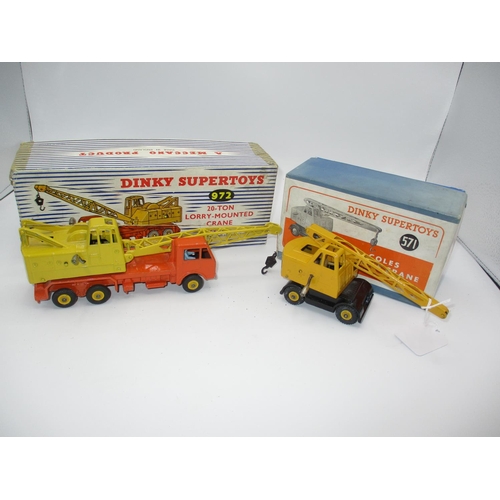 315 - Dinky 20 Ton Lorry Mounted Crane 972 and Coles Mobile Crane 571