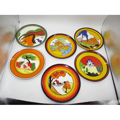 368 - Six Wedgwood The Bizarre World of Clarice Cliff Plates