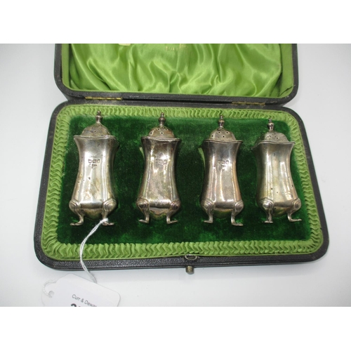 370 - Cased Set of 4 Silver Walker & Hall Pepperettes, 128g
