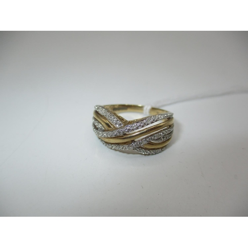 410 - 9ct and Diamond Crossover Ring, 3.9g, Size S