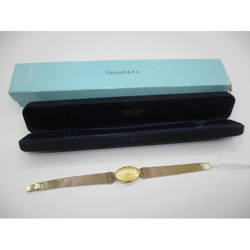 445 - Tiffany & Co. Ladies 14K Gold Bracelet Watch, Presentation Engraved, 25.5g total, with case and box