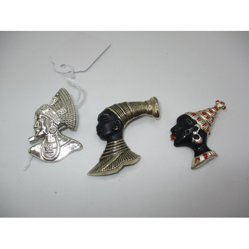 446 - Three Vintage Portrait Brooches