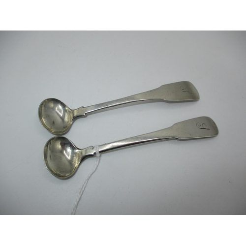 516 - Dundee Interest, a Pair of Scottish Provincial Silver Fiddle Pattern Salt Spoons Initialled 