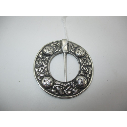 518 - Alexander Ritchie Iona Silver Penannular Brooch Decorated with Celtic Pattern Entwined Knot Work and... 