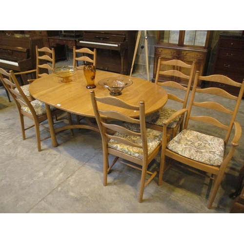 Ercol Extending Dining Table with 6 Ladder Back Chairs
